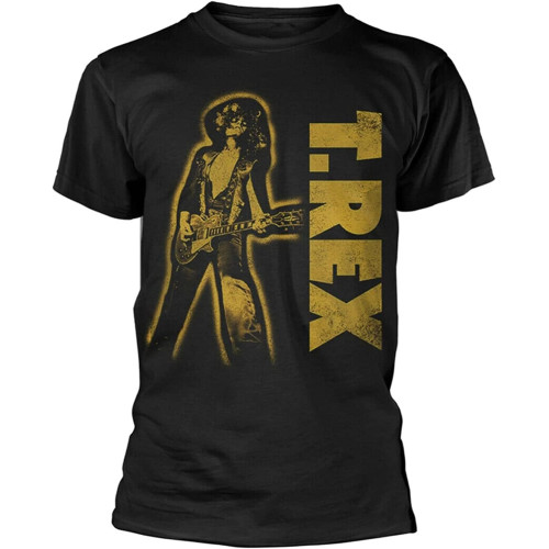 T-Rex Marc Bolan Gold Guitar Pose Tee t Shirt Schwarz Herren Mens Unisex Black