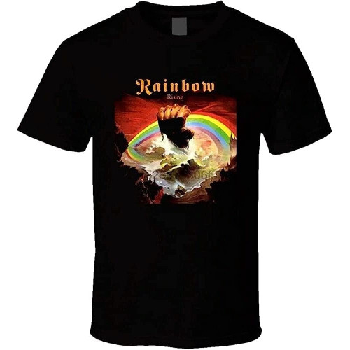 Rainbow Rising Rock N Roll Heavy Metal Music Band T Shirt Black