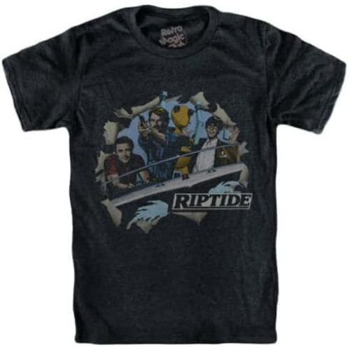 Riptide T-Shirt 80's TV Series Stephen J. Cannel-Cody Allen, Nick Ryder, Murray Black Men's Riptide T-Shirt 80's TV Series Stephen J. Cannel-Cody Allen, Nick Ryder, Murray Black Men's