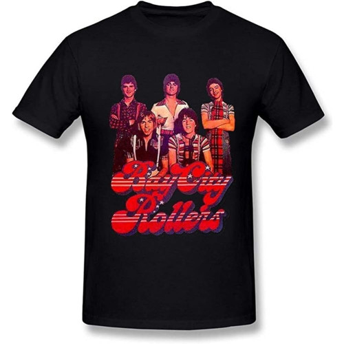 Men's Bay City Rollers Band Logo White T Shirt arge