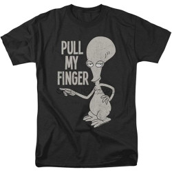 American Dad Roger Pull My Finger Licensed Adult Shirt Men Black Tshirt Summer Fashion Male Tee-Shirt Cotton Tops sbz5384