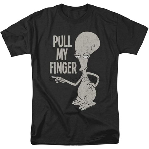 American Dad Roger Pull My Finger Licensed Adult Shirt Men Black Tshirt Summer Fashion Male Tee-Shirt Cotton Tops sbz5384