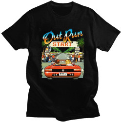 Japanese Arcade Racing Video Game Out Run T Shirt Men Short Sleeve Vintage 80S Console Gaming T-Shirt Outrun Tshirt Cotton Tee