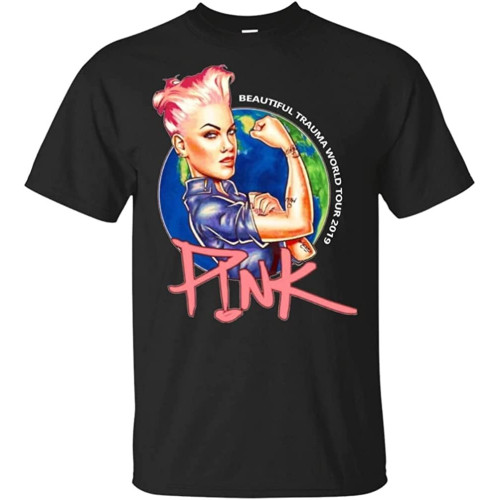 P!NK World Tour 2020 Tour Trauma Badung Tops Tee T Shirt Black Navy for Men Women Loose Plus Size T-Shirt