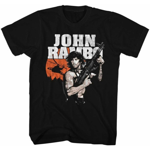 Rambo John Rambo Black Adult Mens T-Shirt Rambo John Rambo Black Adult Mens T-Shirt