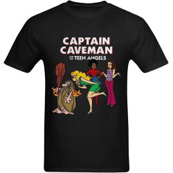 Captain Caveman Men's Cotton T-Shirt Black Unisex Men Tees Captain Caveman Men's Cotton T-Shirt Black Unisex Men Tees