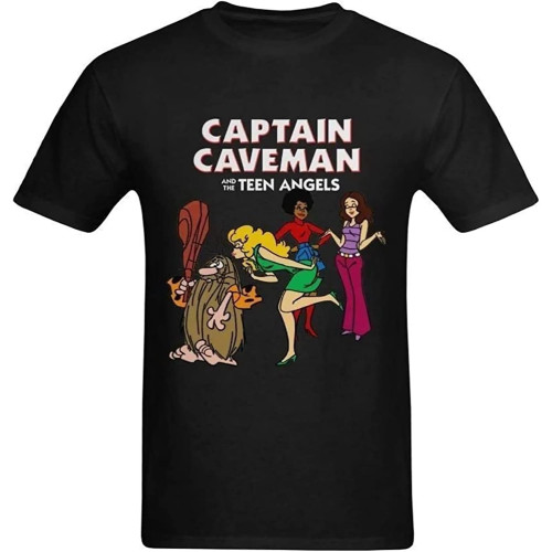 Captain Caveman Men's Cotton T-Shirt Black Unisex Men Tees Captain Caveman Men's Cotton T-Shirt Black Unisex Men Tees