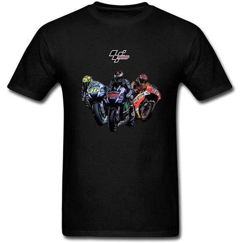 Men's MotoGP Design Cotton T Shirt Black Men's MotoGP Design Cotton T Shirt Black