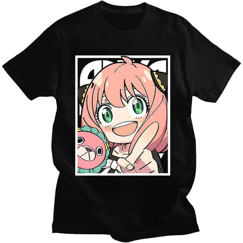 Japanese Anime Spy X Family Anya Forger Graphics Print T Shirt Men's Oversized T-Shirts Casual Harajuku Streetwear Cotton Tees Black Japanese Anime Spy X Family Anya Forger Graphics Print T Shirt Men's Oversized T-Shirts Casual Harajuku Streetwear Cotton Tees Black