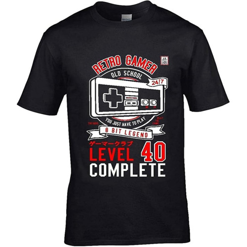 Fun Gaming Retro Gamer Level 40 Complete for 40Th Birthday Cotton Short Sleeve O-Neck Summer Cool Mens T Shirt Fun Gaming Retro Gamer Level 40 Complete for 40Th Birthday Cotton Short Sleeve O-Neck Summer Cool Mens T Shirt