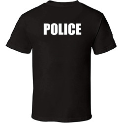 Men's Printed Police T-Shirt Men's Fashion Short Sleeves Cotton Tops Clothing Black XL