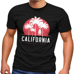 Mens T-Shirt California Palm Trees Santa Monica Beach Summer Sun Fashion Size M Black Mens T-Shirt California Palm Trees Santa Monica Beach Summer Sun Fashion Size M Black