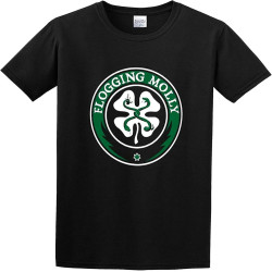 Flogging Molly Shamrock T-Shirt Graphic Printed Tee Shirt Mens T Shirt Size S Black