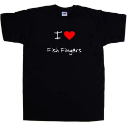 I Love Heart Fish Fingers Mens T-Shirt Black I Love Heart Fish Fingers Mens T-Shirt Black