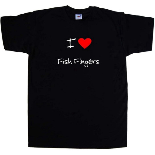 I Love Heart Fish Fingers Mens T-Shirt Black I Love Heart Fish Fingers Mens T-Shirt Black