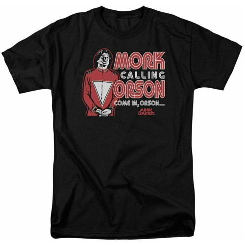 Mork and Mindy Mork Calling Orson T Shirt Mens Licensed Classic TV Show Black Mork and Mindy Mork Calling Orson T Shirt Mens Licensed Classic TV Show Black