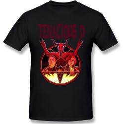 Men's T-Shirt Soft Tenacious D Print Short Sleeve Shirts Tee Black