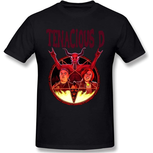 Men's T-Shirt Soft Tenacious D Print Short Sleeve Shirts Tee Black Men's T-Shirt Soft Tenacious D Print Short Sleeve Shirts Tee Black