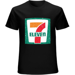 7 Eleven Logo Men's White Cotton Seven 11 Men's Short Sleeve T-Shirt Black