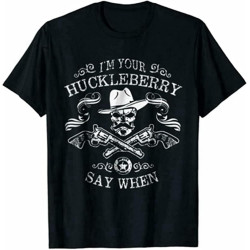 Men's Vintage Tombstone Doc Holliday I'm Your Huckleberry Say When Black T-Shirt Black Men's Vintage Tombstone Doc Holliday I'm Your Huckleberry Say When Black T-Shirt Black