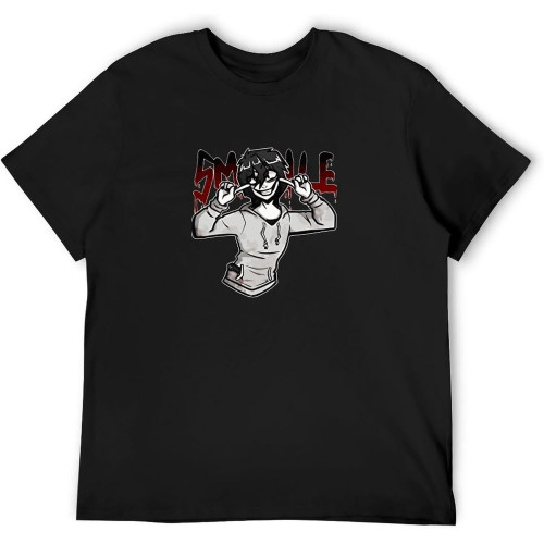 Creepypasta T Shirt Jeff The Killer Men T-Shirt Male Awesome Tee Shirt Big Beach Graphic Short Sleeve 100 Cotton Tshirt Black