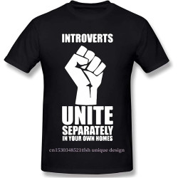Unite Separately Introverts T-Shirt Men 100% Cotton Short Summer Sleeve Dr Teeth Funny Puppet Character Casual Loose Black Unite Separately Introverts T-Shirt Men 100% Cotton Short Summer Sleeve Dr Teeth Funny Puppet Character Casual Loose Black