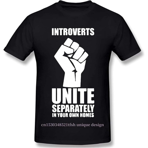 Unite Separately Introverts T-Shirt Men 100% Cotton Short Summer Sleeve Dr Teeth Funny Puppet Character Casual Loose Black