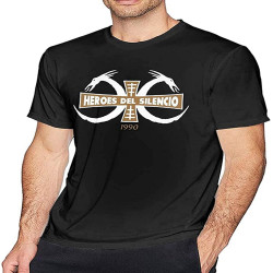Heroes Del Silencio T-Shirts Men's Tops Short-Sleeve Crewneck Cotton Tees Black Heroes Del Silencio T-Shirts Men's Tops Short-Sleeve Crewneck Cotton Tees Black