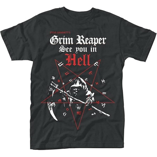 Men's Grim Reaper See You in Hell T Shirt Black Men's Grim Reaper See You in Hell T Shirt Black