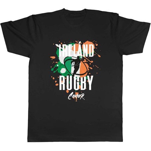 Men's Personalised Ireland Rugby T-Shirt Black Men's Personalised Ireland Rugby T-Shirt Black