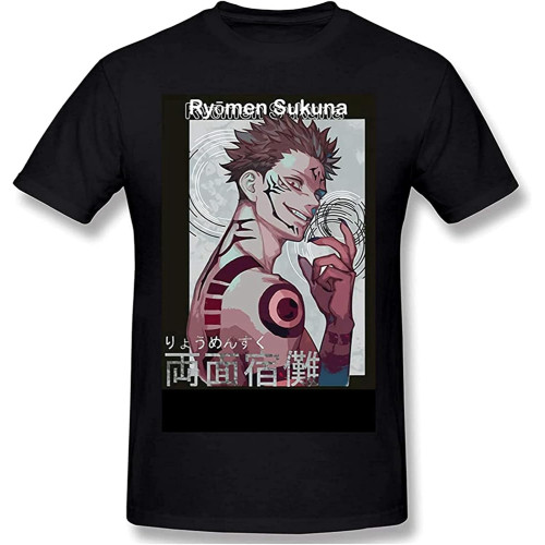 Jujutsu-Kaisen T-Shirt Men's Summer Cotton Short Sleeve Clothes Black Jujutsu-Kaisen T-Shirt Men's Summer Cotton Short Sleeve Clothes Black