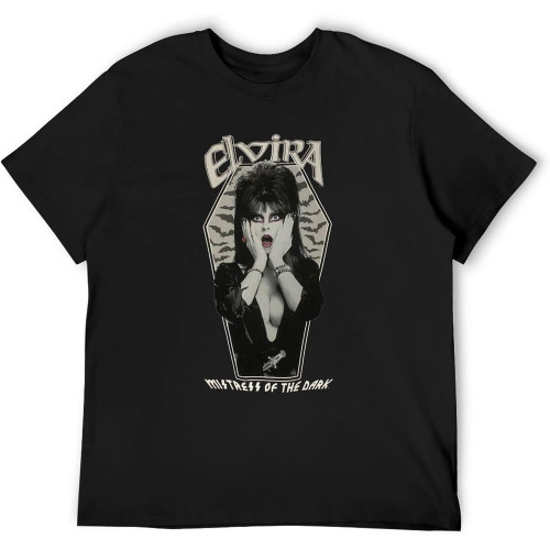 Men's T-Shirts Elvira Bats Coffin Mistress of Dark Horror Black