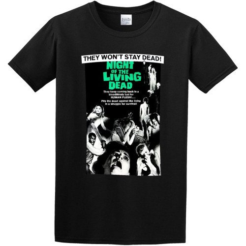 Men's T-Shirts Night of The Living Dead Zombie B-Movie Horror Romero Black Men's T-Shirts Night of The Living Dead Zombie B-Movie Horror Romero Black