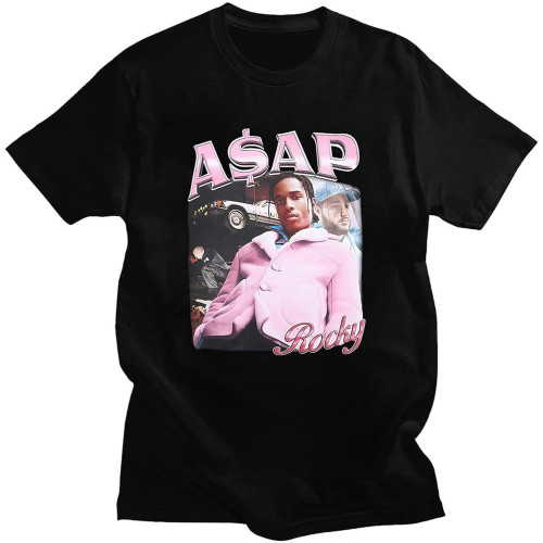 ASAP Rocky Portrait Graphic Aesthetics T-Shirts Hip Hop Cotton Short Sleeve Loose Couple T-Shirt Casual Harajuku Tshirt Black ASAP Rocky Portrait Graphic Aesthetics T-Shirts Hip Hop Cotton Short Sleeve Loose Couple T-Shirt Casual Harajuku Tshirt Black