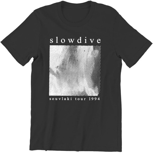 Men Slowdive Tour 90s T Shirts Pure Cotton Tops Vintage Short Sleeve Round Collar Tee Shirt Graphic T-Shirt Black T-Shirt Black