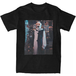 Men T-Shirts Terrifier 2 Casual Cotton Tee Shirt Short Sleeve Horror Movie Art The Clown T Shirt Crew Neck Tops Black