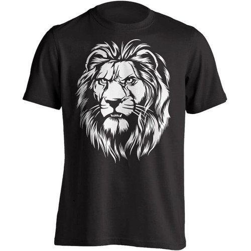 Lion Short-Sleeve King of The Jungle Lion Head Tee New Tee Round Neck Unisex Tops Men's 100% Cotton Short-Sleeve T-Shirts