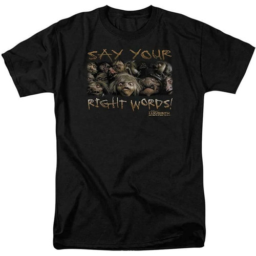 Labyrinth Say Your Right Words tee Retro 80s Sci-fi Graphic Tee Round Neck Unisex Tops Men's 100% Cotton Short-Sleeve T-Shirts Labyrinth Say Your Right Words tee Retro 80s Sci-fi Graphic Tee Round Neck Unisex Tops Men's 100% Cotton Short-Sleeve T-Shirts