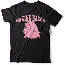 Making Bacon Pig Funny Cool Bacon Funny Tee Round Neck Unisex Tops Men's 100% Cotton Short-Sleeve T-Shirts Making Bacon Pig Funny Cool Bacon Funny Tee Round Neck Unisex Tops Men's 100% Cotton Short-Sleeve T-Shirts