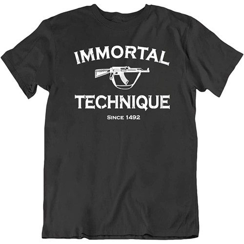 Immortal Technique Tee Army Logo Vintage Machine Words Tee Round Neck Unisex Tops Men's 100% Cotton Short-Sleeve T-Shirts