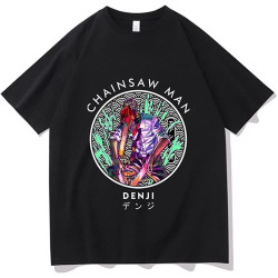 Japan Anime Chainsaw Manga Ayanami Rei Summer Korean Trend Tee Round Neck Unisex Tops Men's 100% Cotton Short-Sleeve T-Shirts