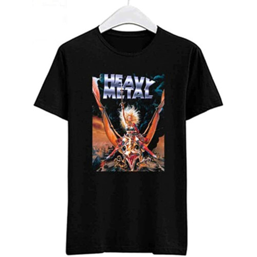 Heavy Metal 1970 Movie Poster Logo Tees Tee Round Neck Unisex Tops Men's 100% Cotton Short-Sleeve T-Shirts
