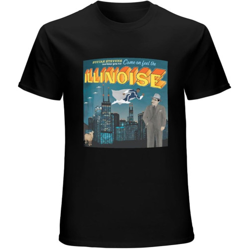 Men's Short Sleeve?Sufjan Stevens T Shirt Illinoise?Shirt Top T-Shirt Black Men's Short Sleeve?Sufjan Stevens T Shirt Illinoise?Shirt Top T-Shirt Black