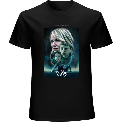 Men's The Ring Movie Poster T-Shirt Reprint Digital Black Men's The Ring Movie Poster T-Shirt Reprint Digital Black