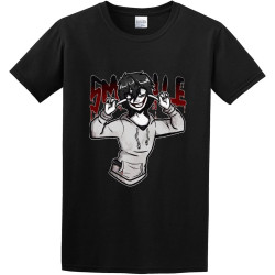 Creepypasta Jeff The Killer Awesome Big Beach Graphic Black Cotton Tee