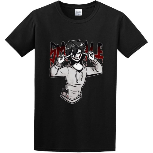 Creepypasta Jeff The Killer Awesome Big Beach Graphic Black Cotton Tee Creepypasta Jeff The Killer Awesome Big Beach Graphic Black Cotton Tee