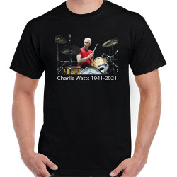 Men' Charlie Watts Drummer T-Shirt Tribute to The Legends Top Tee Black