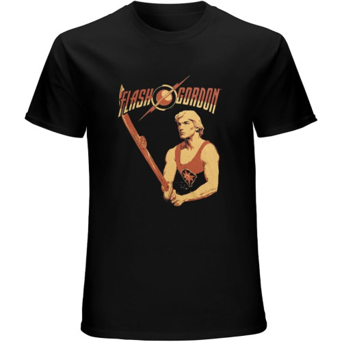 Flash Gordon Flash Gordon Retro Casual Custom Short Sleeve Cotton T Shirt Black Flash Gordon Flash Gordon Retro Casual Custom Short Sleeve Cotton T Shirt Black