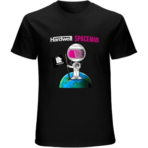 Hardwell Spaceman Original Mix katoenen Casual Custom Short Sleeve Cotton T Shirt Black Hardwell Spaceman Original Mix katoenen Casual Custom Short Sleeve Cotton T Shirt Black