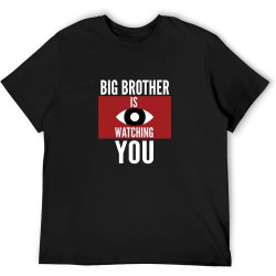 Big Brother is Watching You 1984 George Orwell Digital Casual Custom Short Sleeve Cotton T Shirt Black Big Brother is Watching You 1984 George Orwell Digital Casual Custom Short Sleeve Cotton T Shirt Black